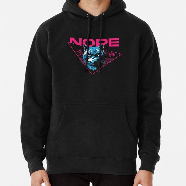 Nope Cat Vaporwave Pullover Hoodie