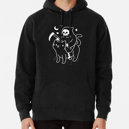 Death Rides A Black Cat Pullover Hoodie
